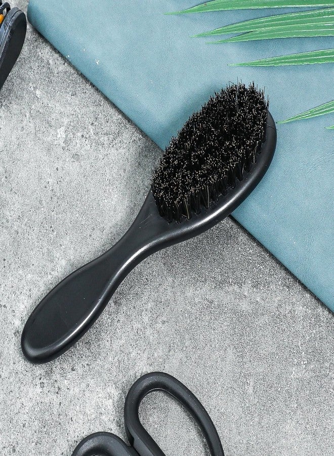 Gtziqa 2 Pcs Hair Brush, Barber Brush, Slick Back Brushes Beard Fade Styling Comb Kit with Soft Bristles, Neck Duster Cleaning Brushes for Men, Cutting Shaving Accessories Grooming Tools with Handle (Black) - Image 2